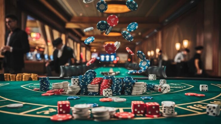 Tampilan studio Caribbean Stud Poker langsung dengan dealer profesional di zibai